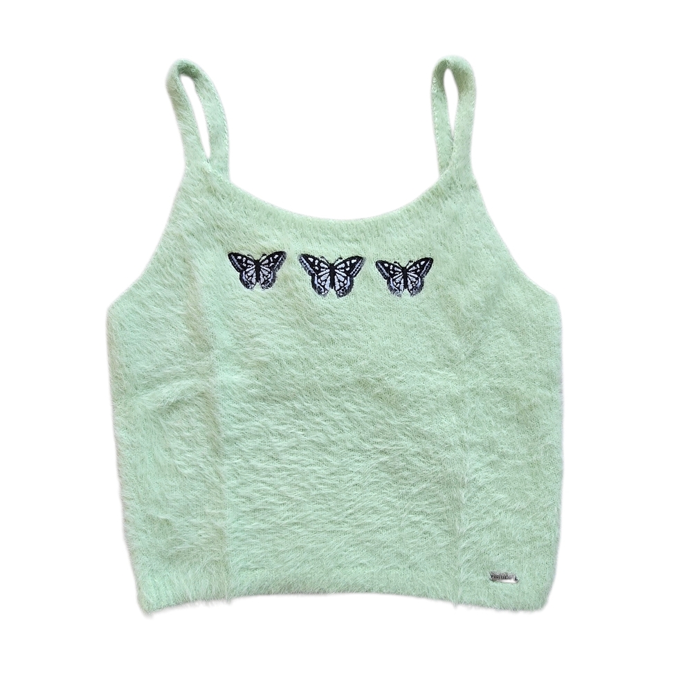 Hollister Light Green Fuzzy Top